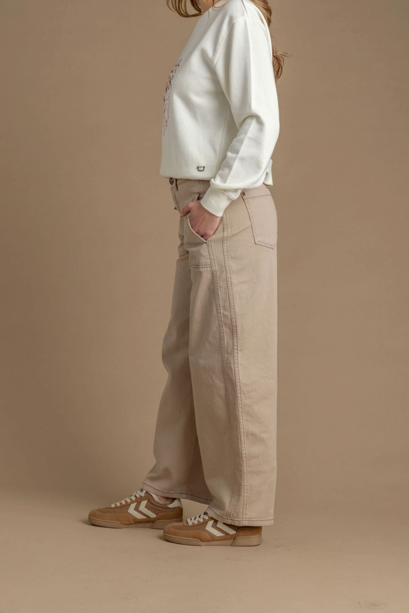 PANTALON LATTE BALLOON HILO CONTRATONO BEIGE EFESIS - 3