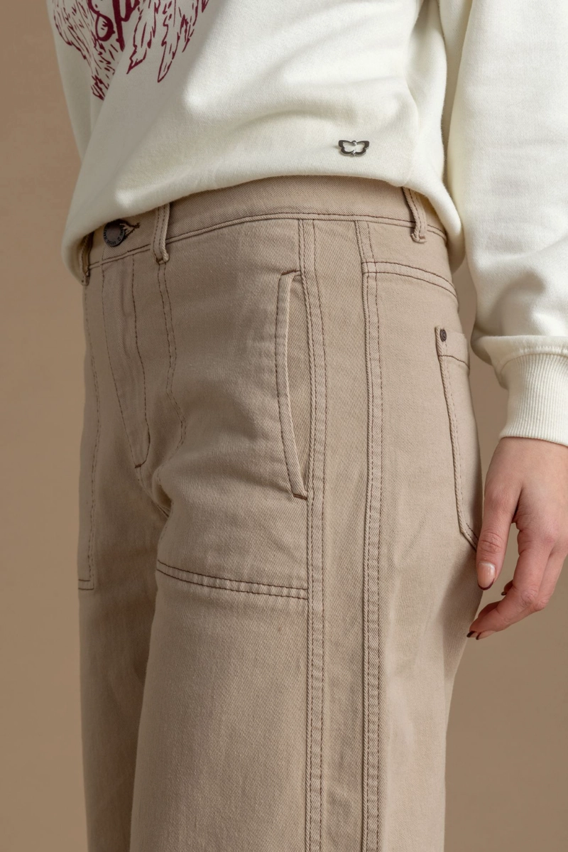 PANTALON LATTE BALLOON HILO CONTRATONO BEIGE EFESIS - 4