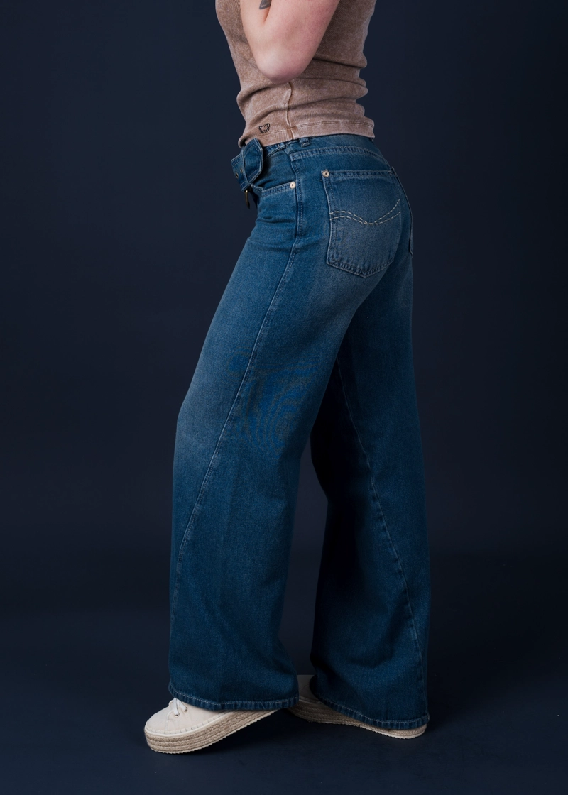 JEANS GINGER PALAZZO TRASPASO Y CINTURON AZUL EFESIS - 3
