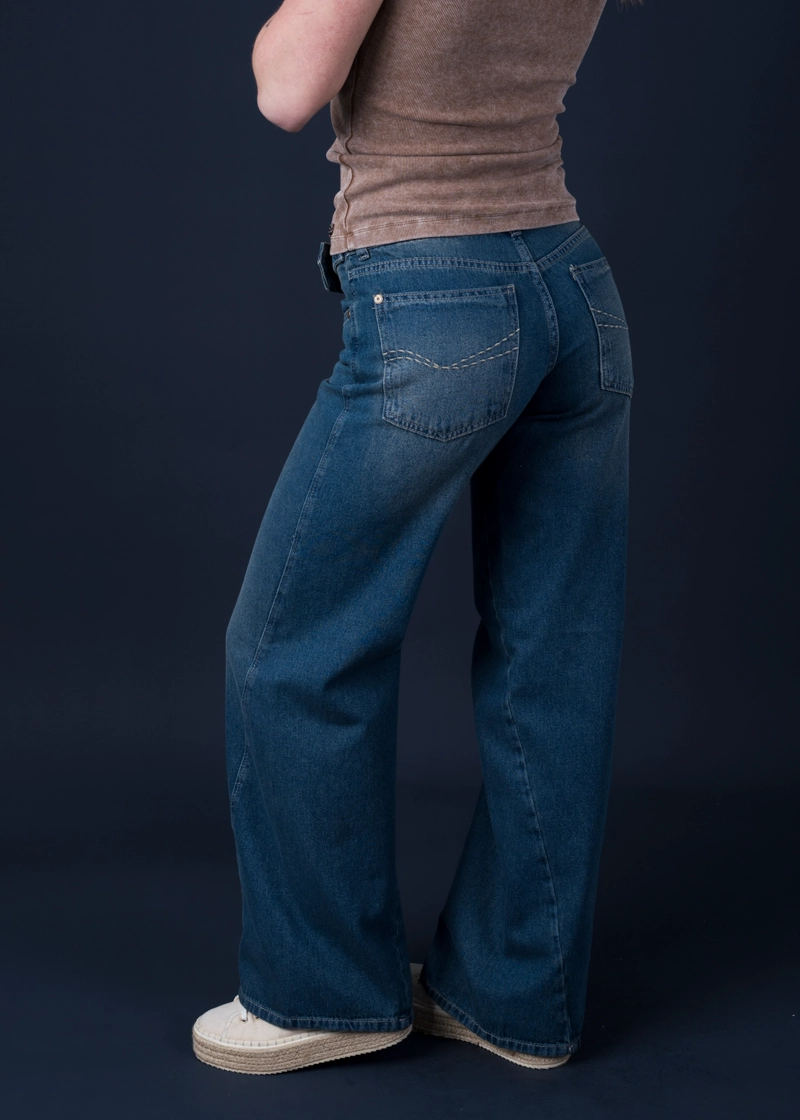 JEANS GINGER PALAZZO TRASPASO Y CINTURON AZUL EFESIS - 4