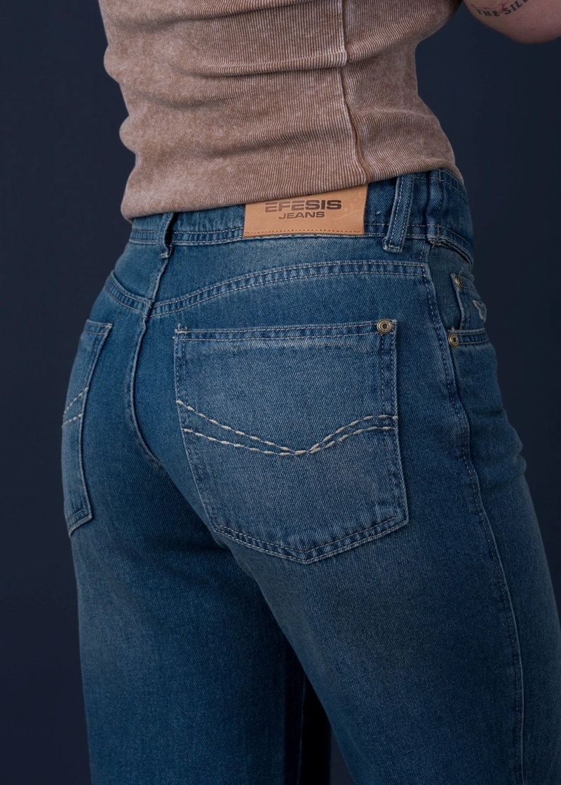 JEANS GINGER PALAZZO TRASPASO Y CINTURON AZUL EFESIS - 5