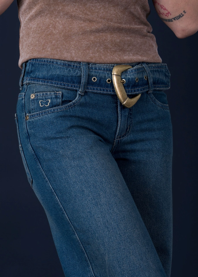 JEANS GINGER PALAZZO TRASPASO Y CINTURON AZUL EFESIS - 6