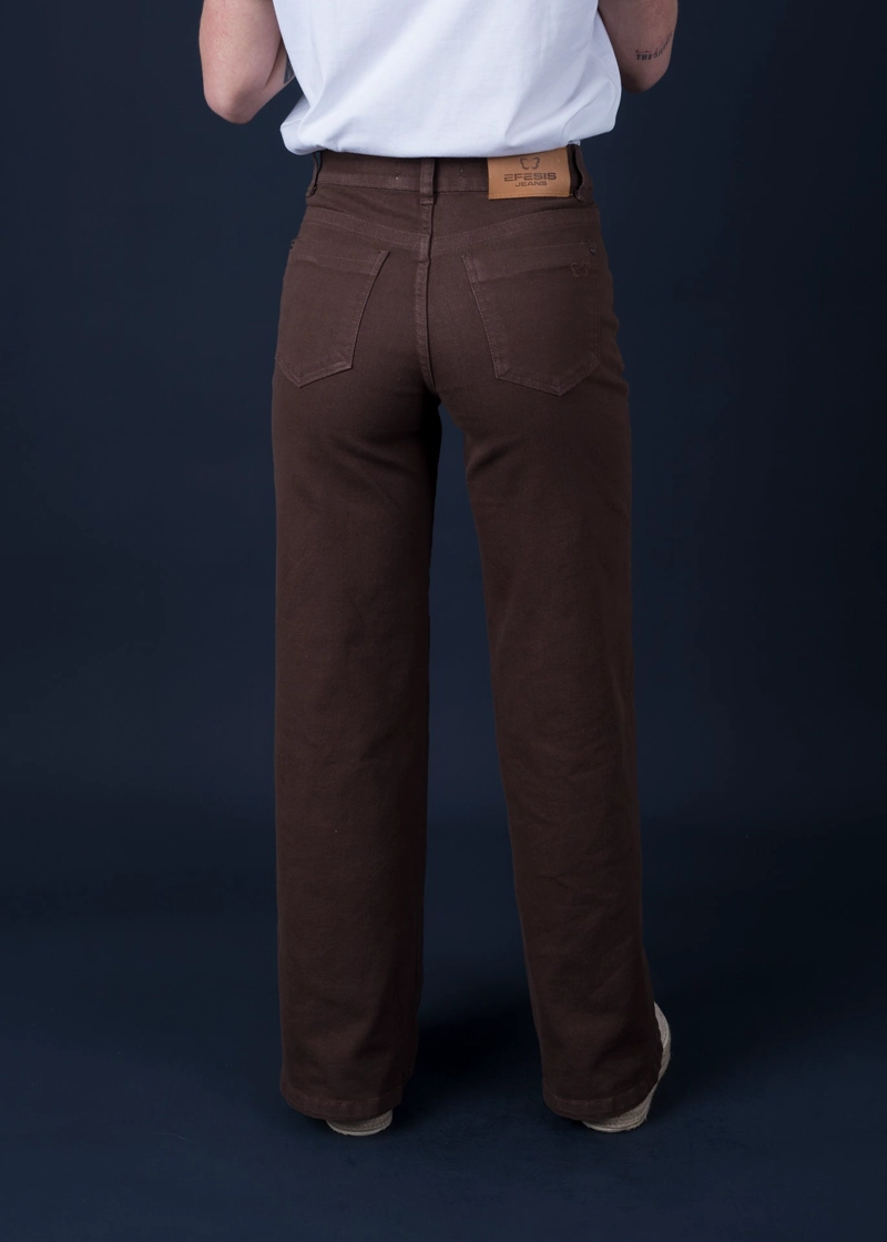 PANTALON PIRAGI PALAZZO BOLSILLO INCRUSTADO CHOCOLATE EFESIS - 3