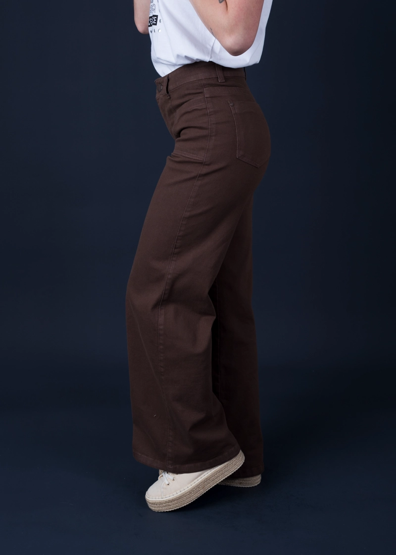 PANTALON PIRAGI PALAZZO BOLSILLO INCRUSTADO CHOCOLATE EFESIS - 4
