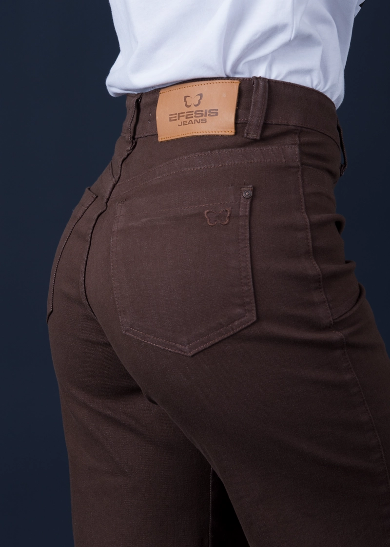PANTALON PIRAGI PALAZZO BOLSILLO INCRUSTADO CHOCOLATE EFESIS - 5