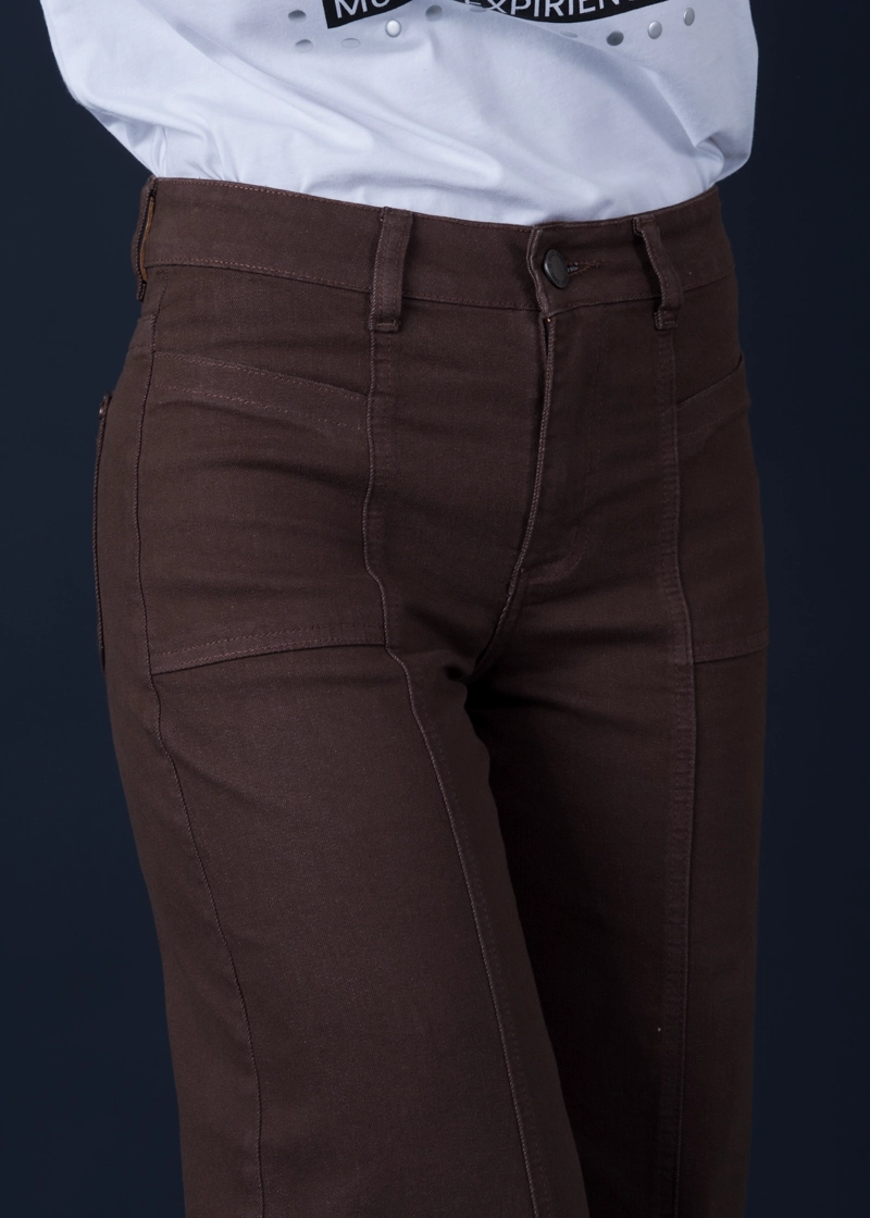 PANTALON PIRAGI PALAZZO BOLSILLO INCRUSTADO CHOCOLATE EFESIS - 6