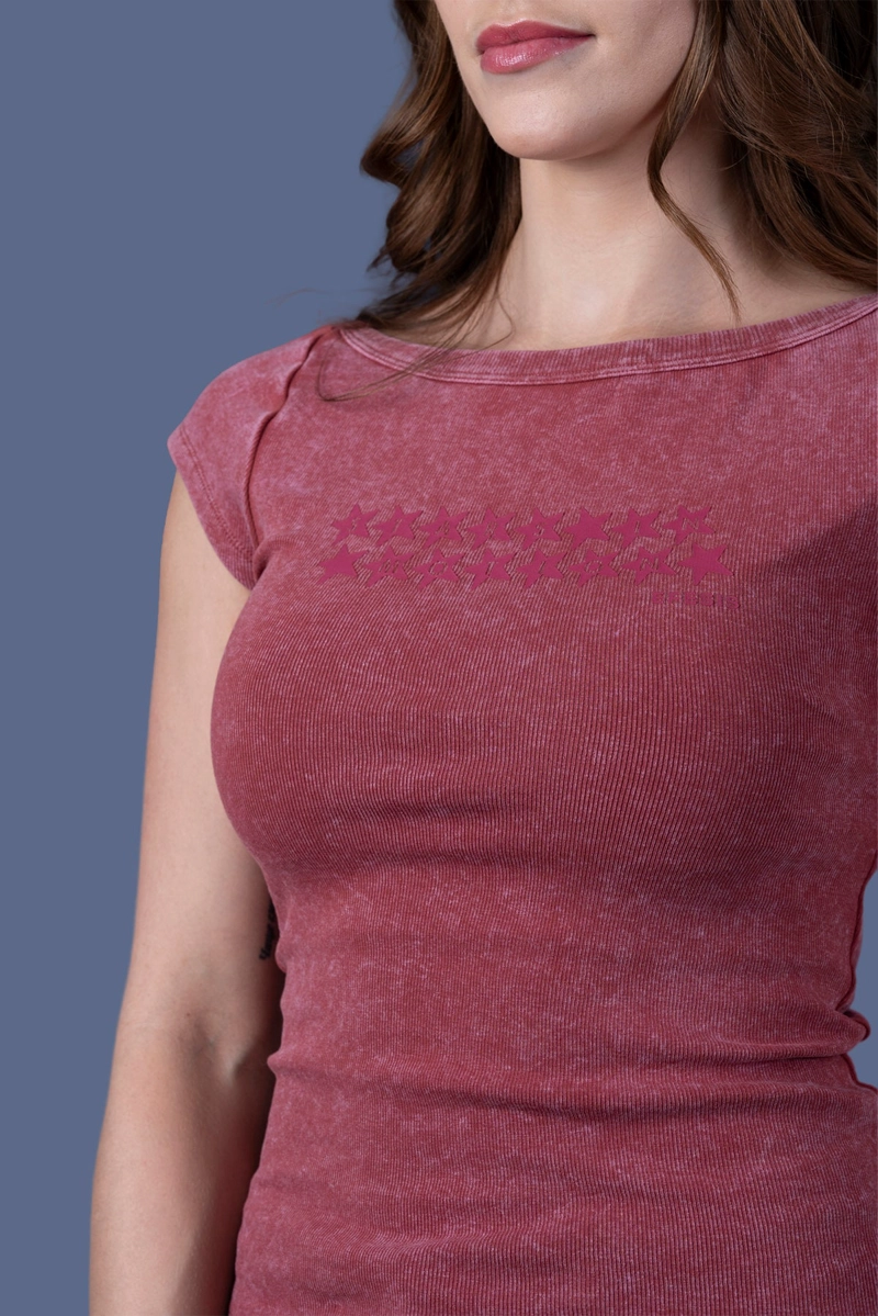 POLERA ISA REGULAR CUELLO BARCO GRAVILLADA BURDEO EFESIS - 6