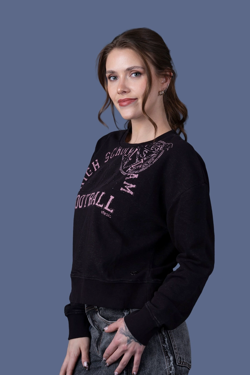 POLERON ALEXIA REGULAR ESTAMPADO INFLADO NEGRO EFESIS - 4