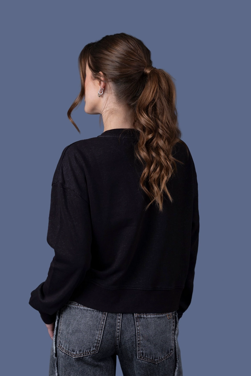 POLERON ALEXIA REGULAR ESTAMPADO INFLADO NEGRO EFESIS - 5