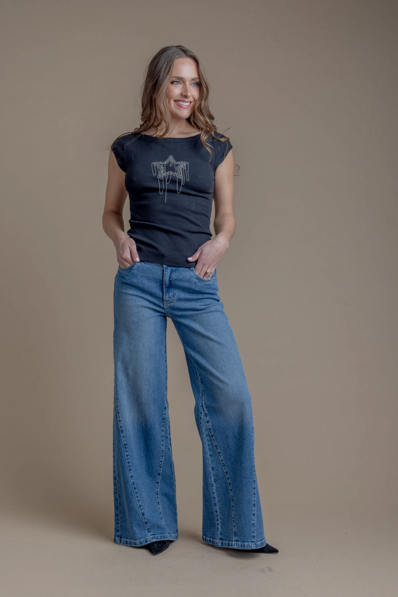 POLERA CELIA REGULAR ESTRELLA CADENAS NEGRO EFESIS - 2