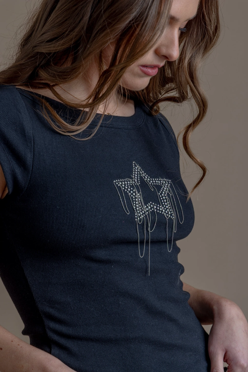 POLERA CELIA REGULAR ESTRELLA CADENAS NEGRO EFESIS - 6