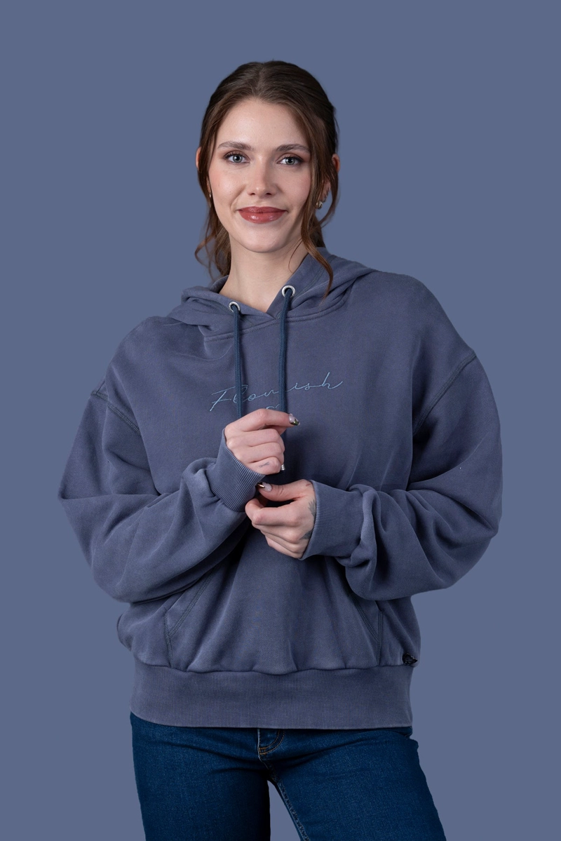 POLERON CIRA REGULAR BORDADO Y CAPUCHA INDIGO EFESIS - 2