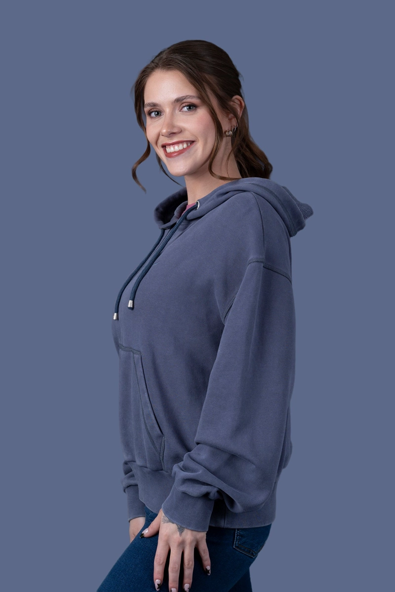 POLERON CIRA REGULAR BORDADO Y CAPUCHA INDIGO EFESIS - 4