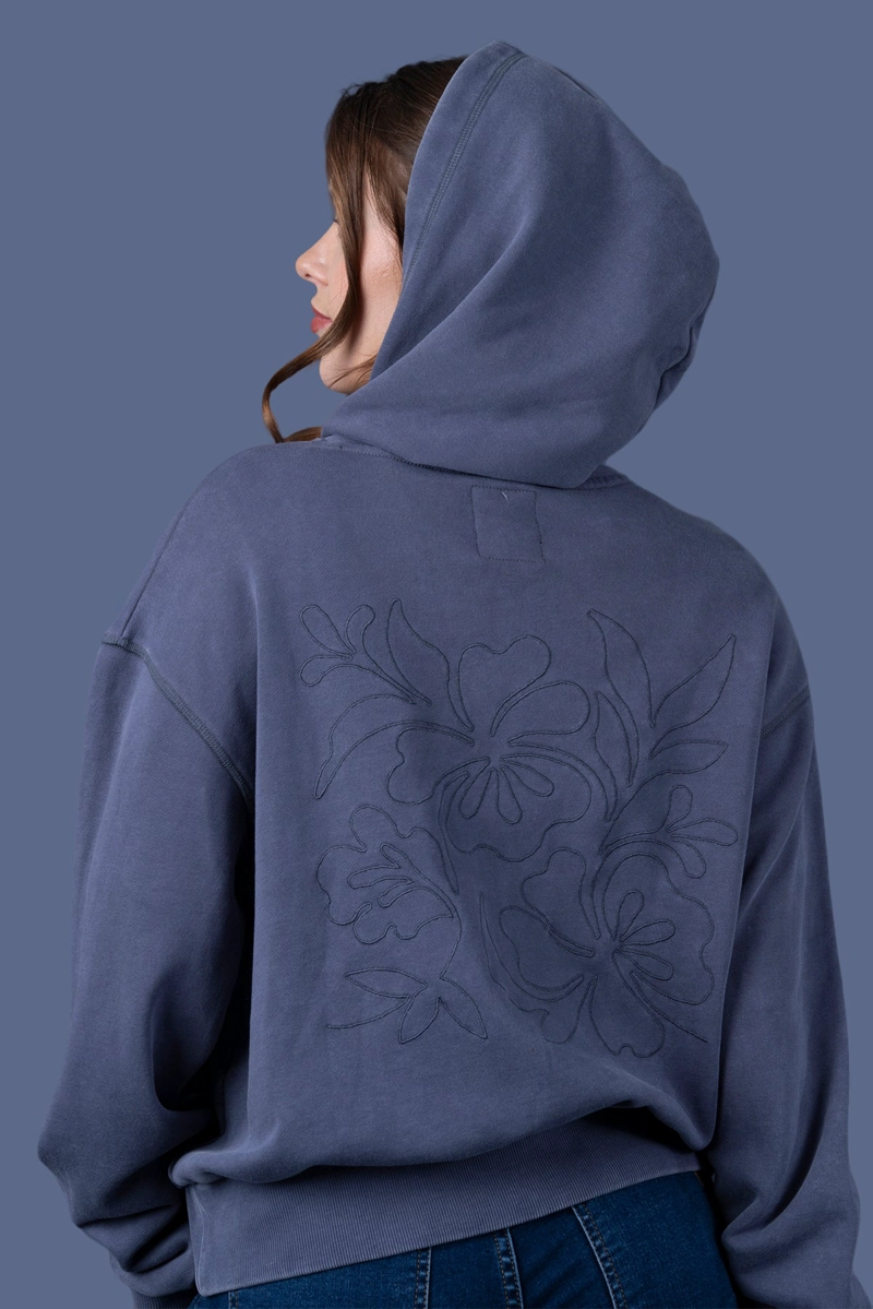 POLERON CIRA REGULAR BORDADO Y CAPUCHA INDIGO EFESIS - 5