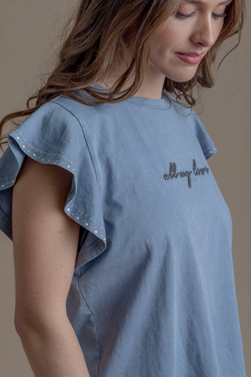POLERA DAKOTA REGULAR VUELOS EN MANGA Y TACHAS GRIS CLARO EFESIS - 6