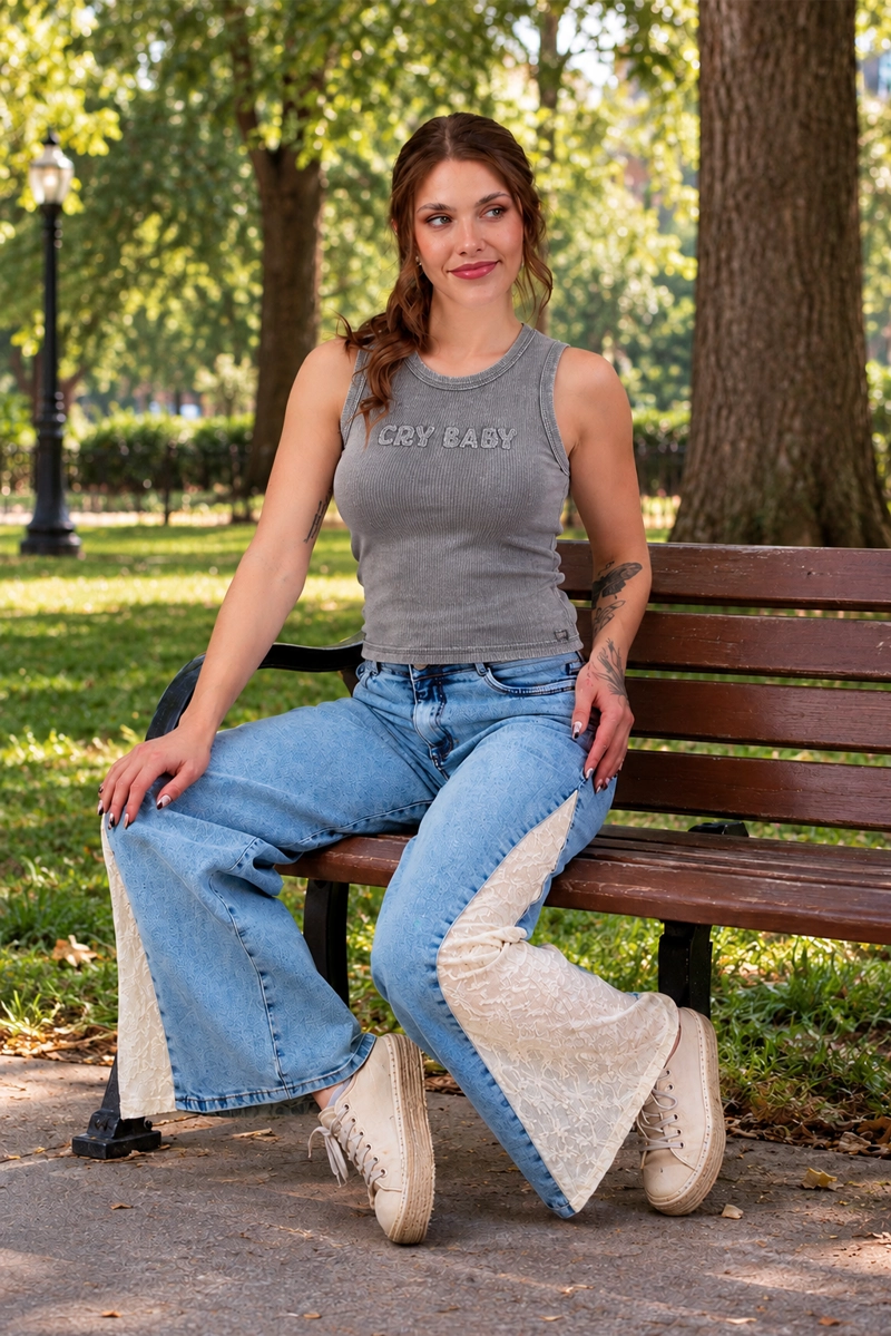 POLERA DALLAS TANK FIT PARCHE BORDADO GRIS EFESIS - 1