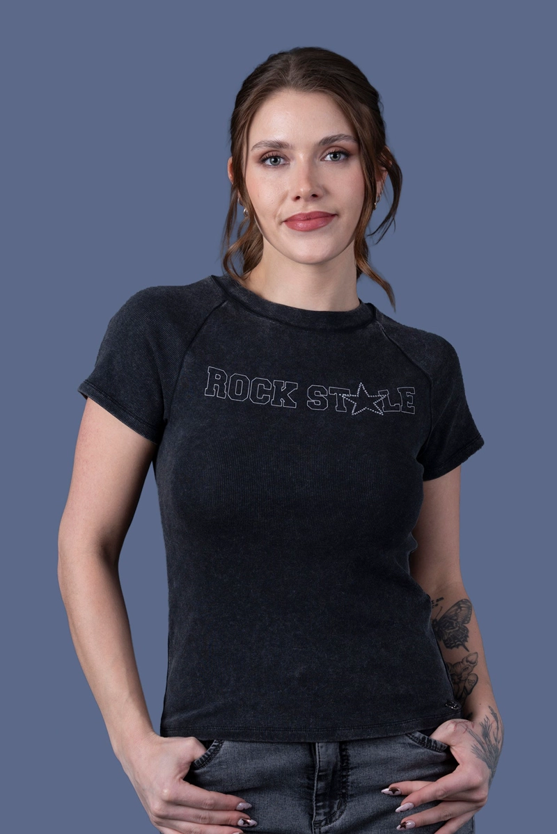 POLERA MILLER BABY TEE ESTAMPADA NEGRO EFESIS - 2