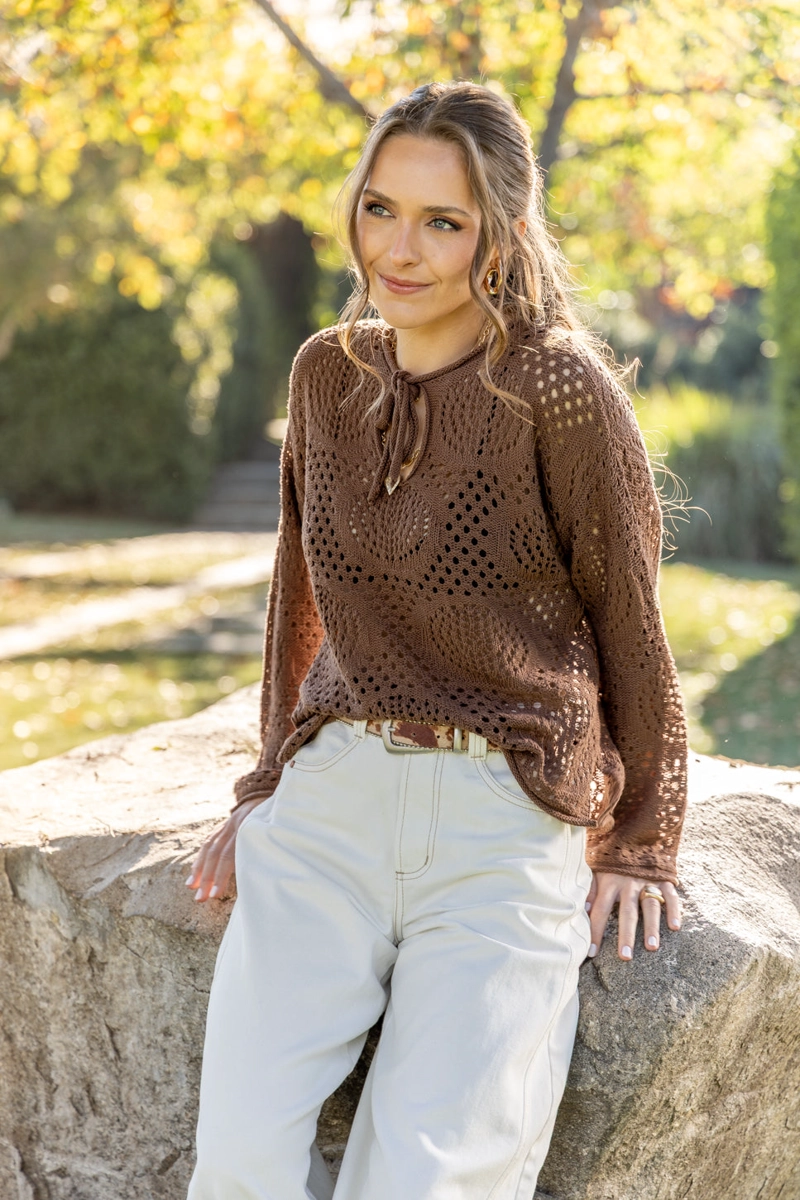 SWEATER RAISA REGULAR AMARRA ESCOTE CAFE EFESIS - 1