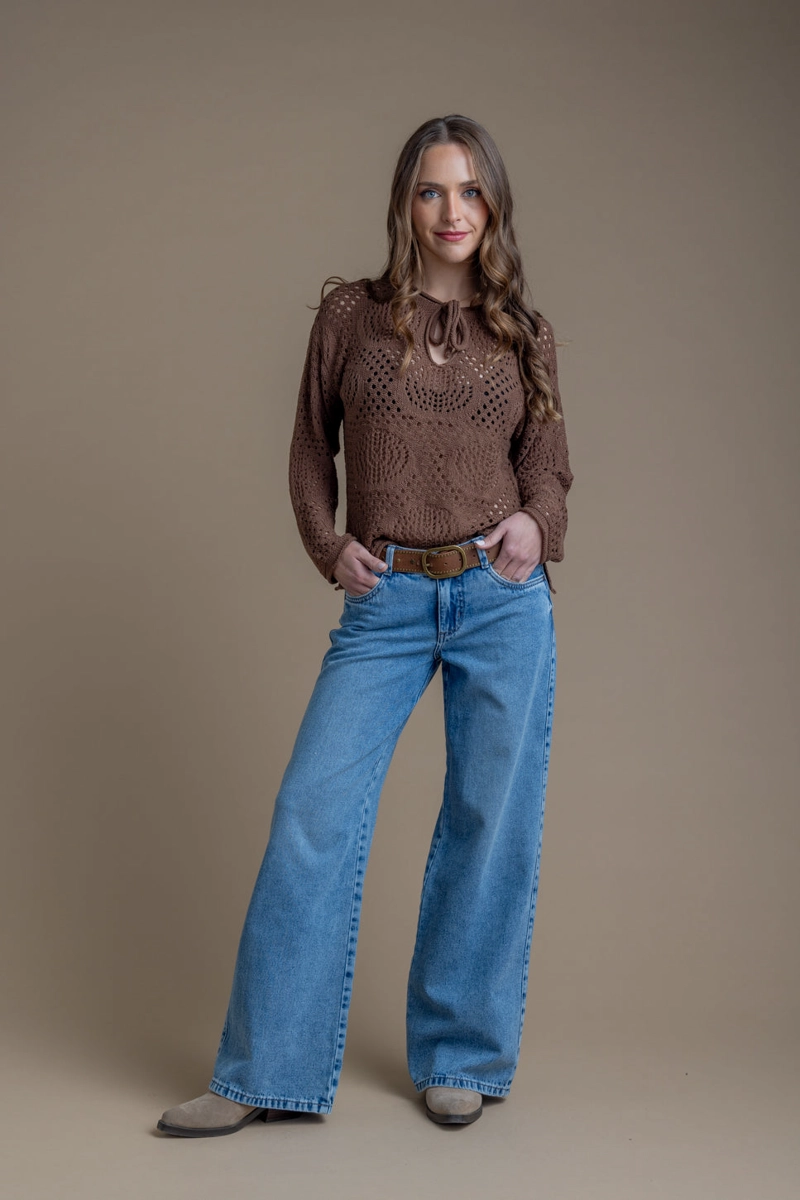 SWEATER RAISA REGULAR AMARRA ESCOTE CAFE EFESIS - 2