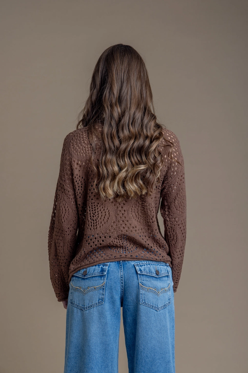 SWEATER RAISA REGULAR AMARRA ESCOTE CAFE EFESIS - 5