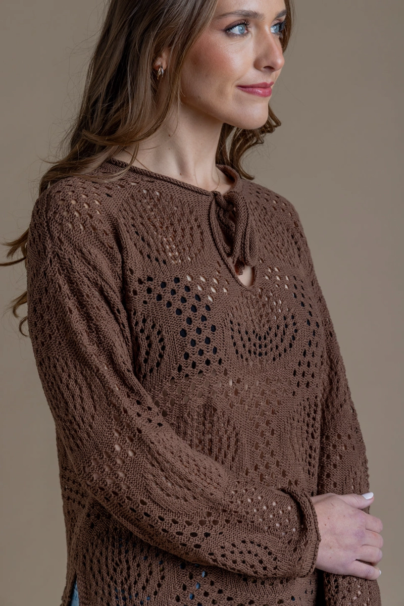 SWEATER RAISA REGULAR AMARRA ESCOTE CAFE EFESIS - 6