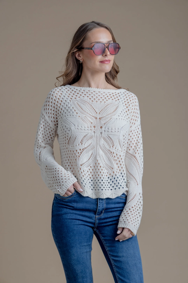 SWEATER RENATA REGULAR CALADO CRUDO EFESIS - 3