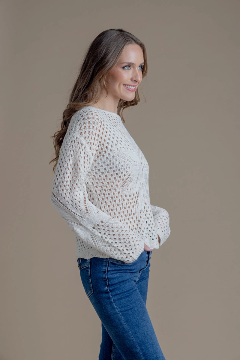 SWEATER RENATA REGULAR CALADO CRUDO EFESIS - 4