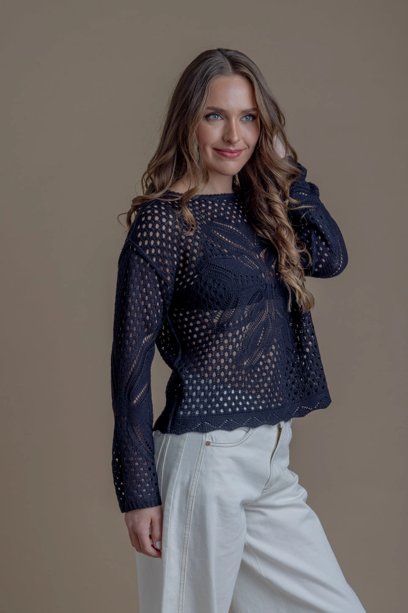 SWEATER RENATA REGULAR CALADO NEGRO EFESIS - 4