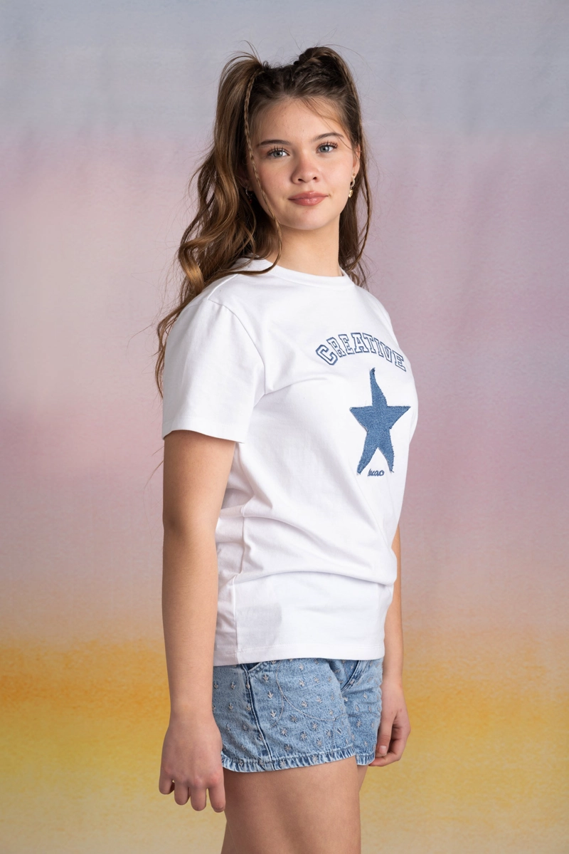 POLERA SAFIRA REGULAR PARCHE ESTRELLA BLANCA CACAO - 3