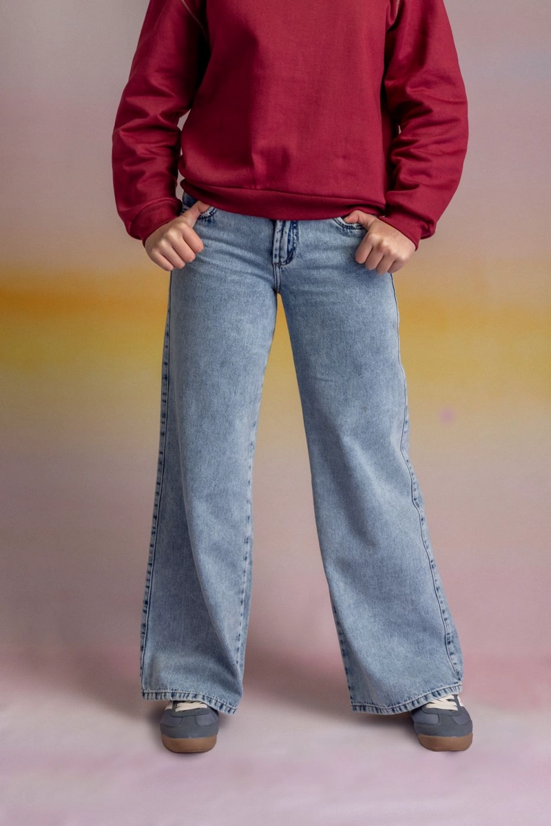 JEANS PUGLIA WIDE TIRO BAJO PARCHES AZUL LIGHT CACAO - 2