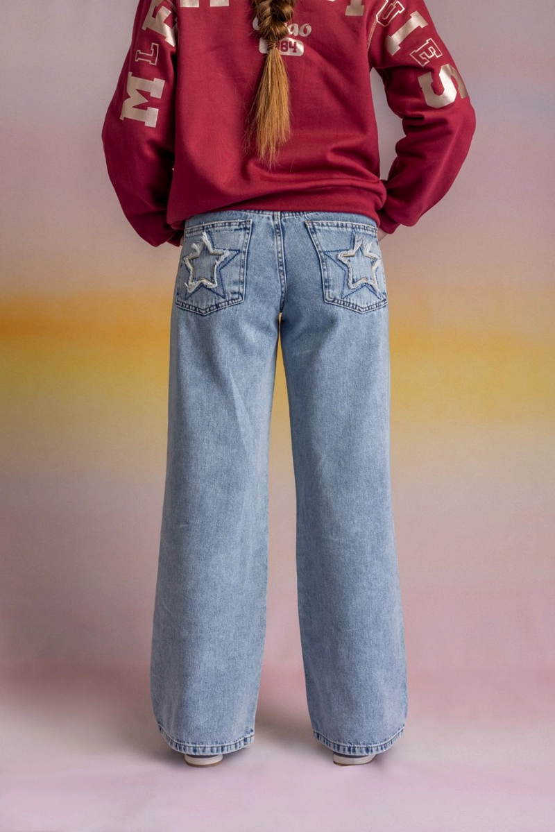 JEANS PUGLIA WIDE TIRO BAJO PARCHES AZUL LIGHT CACAO - 4