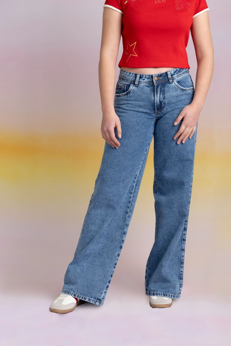 JEANS PUGLIA WIDE BOLSILLOS PARCHE ESTRELLA AZUL MEDIO CACAO - 2