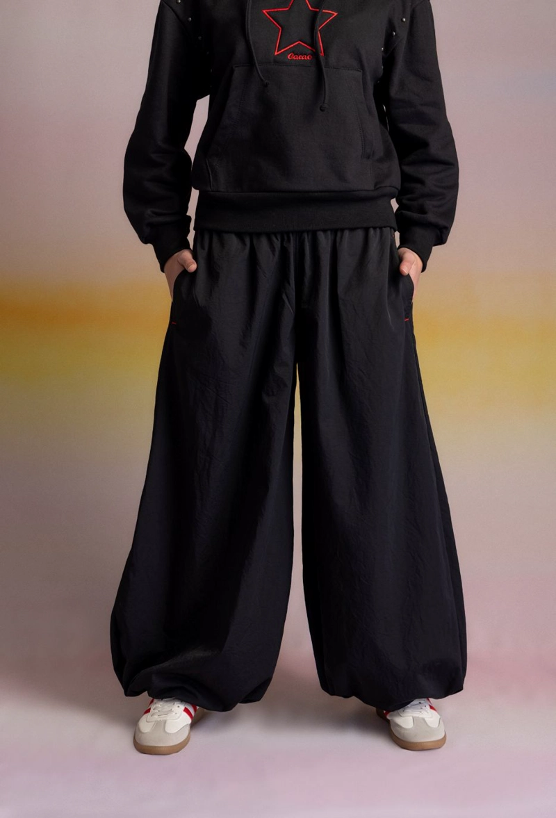 PANTALON CORUÑA BALLOON PRETINA ELASTICADA NEGRO CACAO - 2