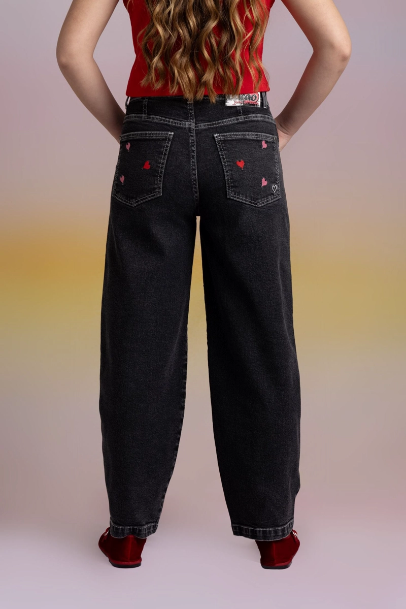 JEANS MONETT BALLOON CORAZONES NEGRO CACAO - 5