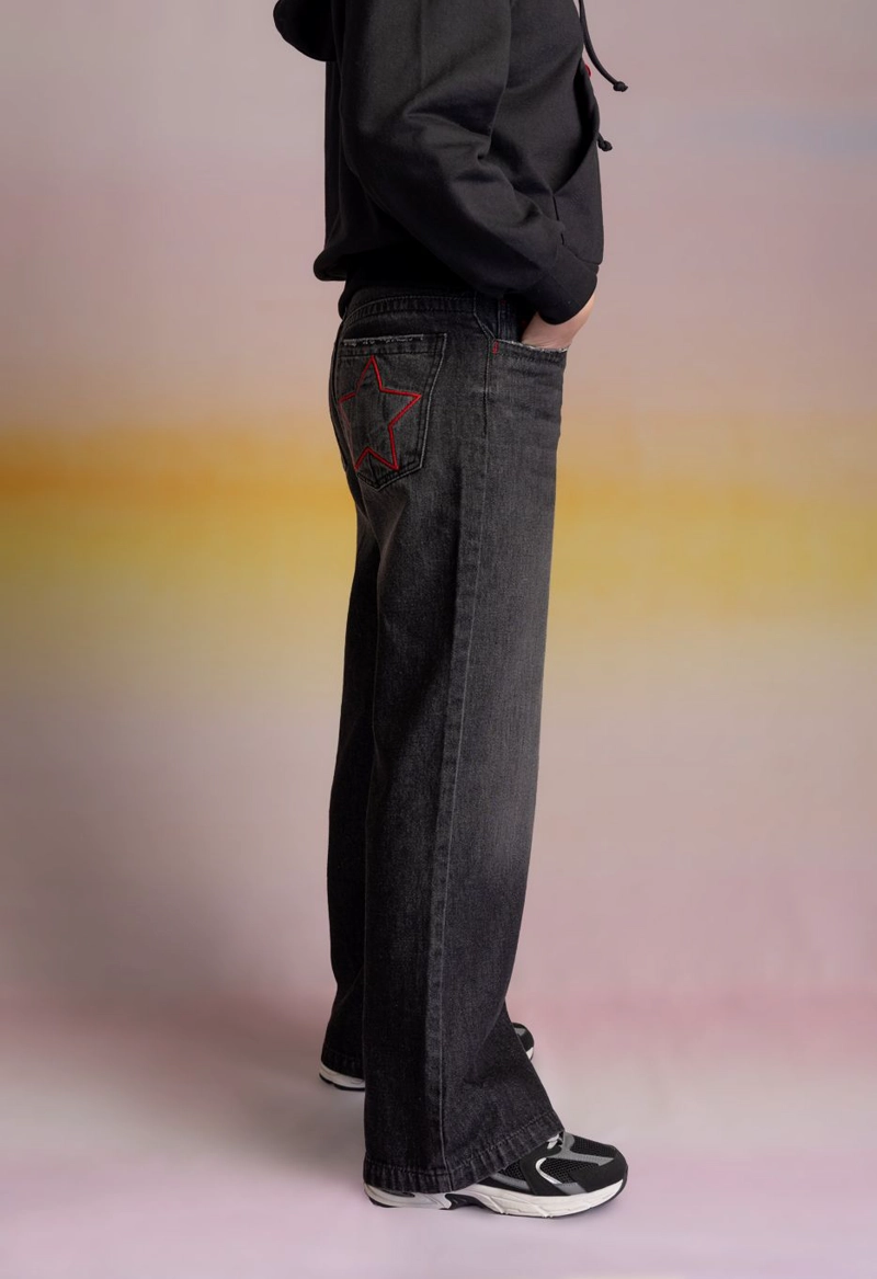 JEANS TADOT WIDE BOLSILLO ESTRELLAS NEGRO CACAO - 3