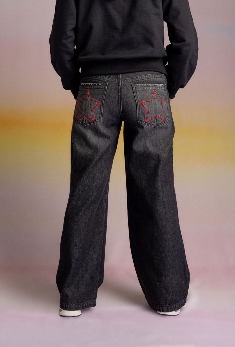 JEANS TADOT WIDE BOLSILLO ESTRELLAS NEGRO CACAO - 4