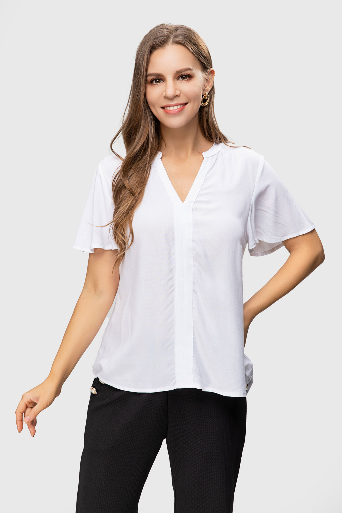 BLUSA MANGA CAÍDA CON APLICACIÓN BLANCO FASHION'S PARK - 1