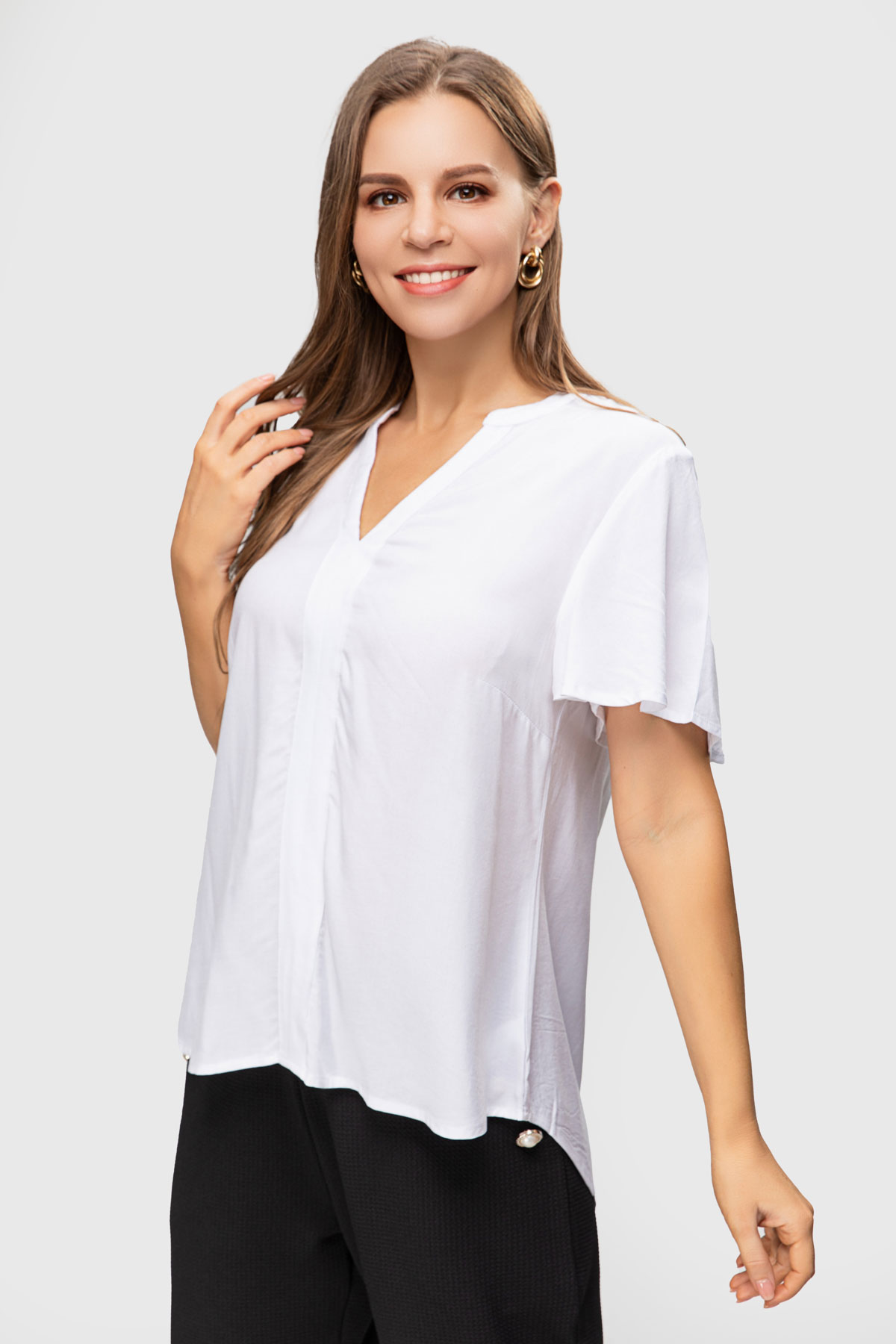 BLUSA MANGA CAÍDA CON APLICACIÓN BLANCO FASHION'S PARK - 2