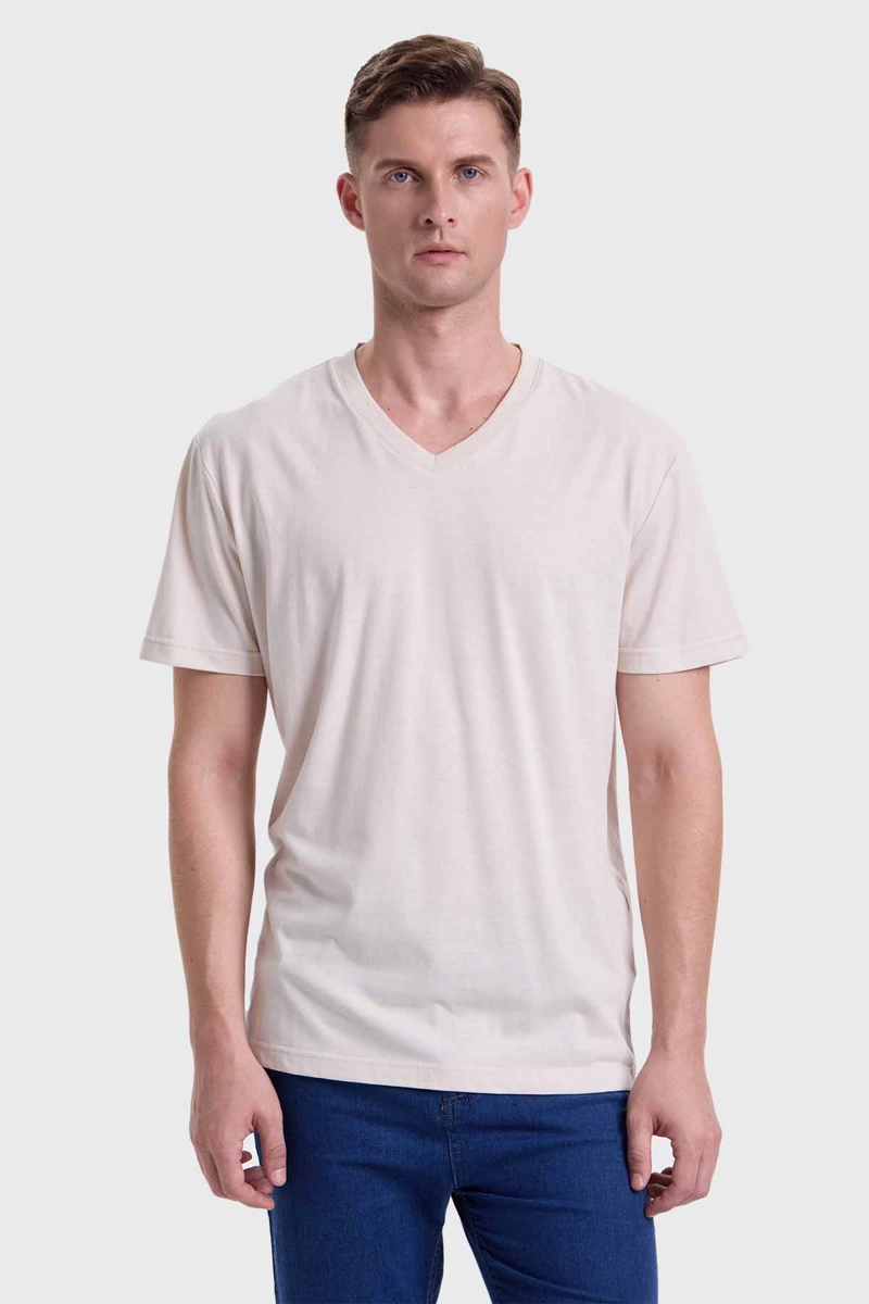 POLERA HOMBRE BÁSICA BEIGE I FASHION'S PARK - 1
