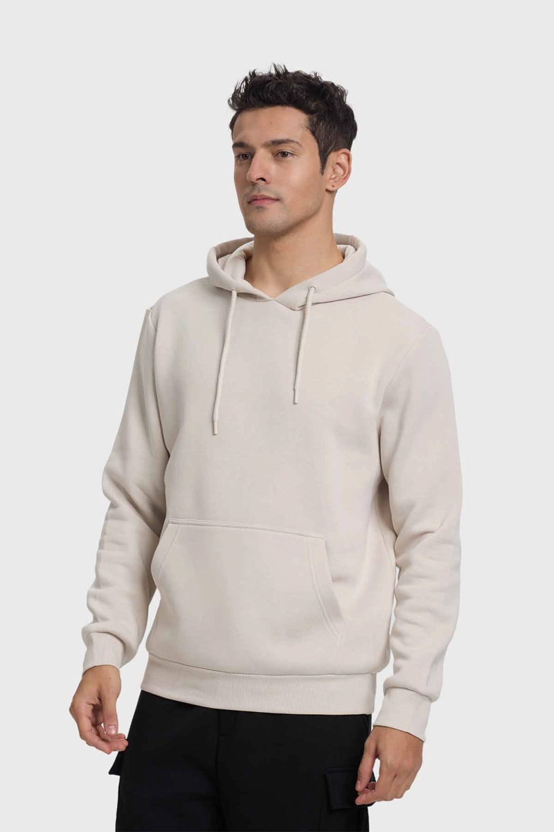 POLERÓN MANGA LARGA HOMBRE FASHION'S PARK BEIGE HOODIE BÁSICO - 2