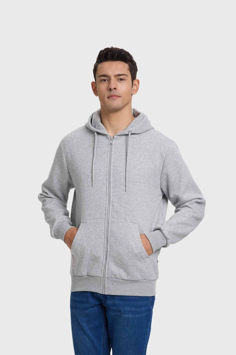 POLERÓN HOMBRE FASHION'S PARK GRIS MELANGE FULL ZIPPER - 1