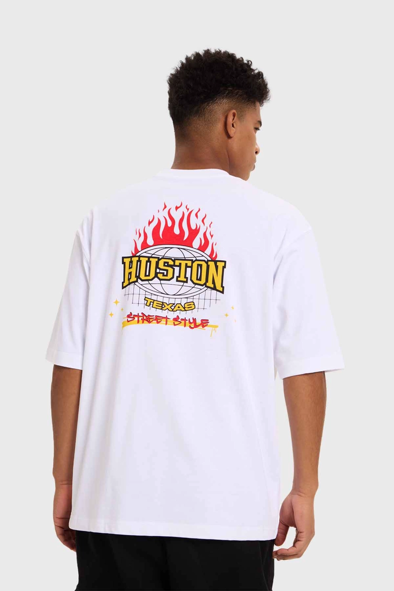 POLERA ALGODÓN HOMBRE FASHION'S PARK BLANCO PRINT FLAMAS - 3