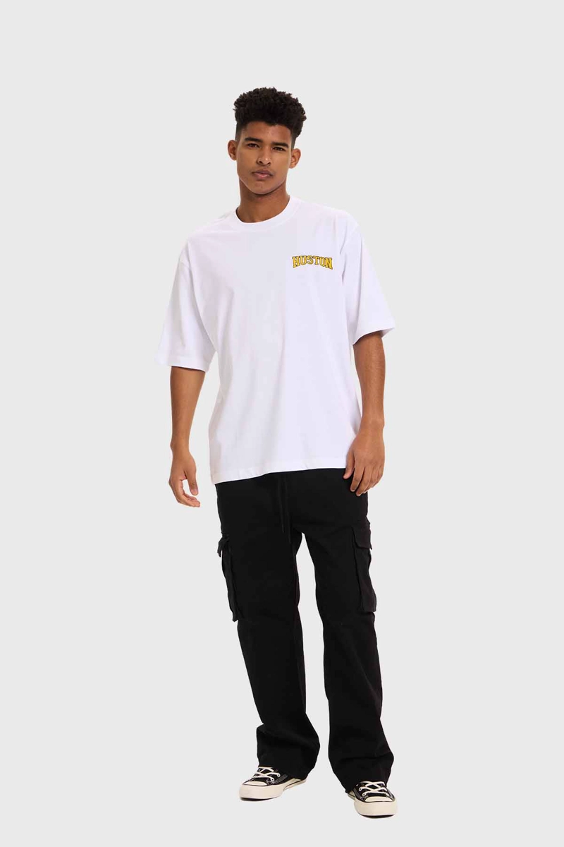 POLERA ALGODÓN HOMBRE FASHION'S PARK BLANCO PRINT FLAMAS - 4