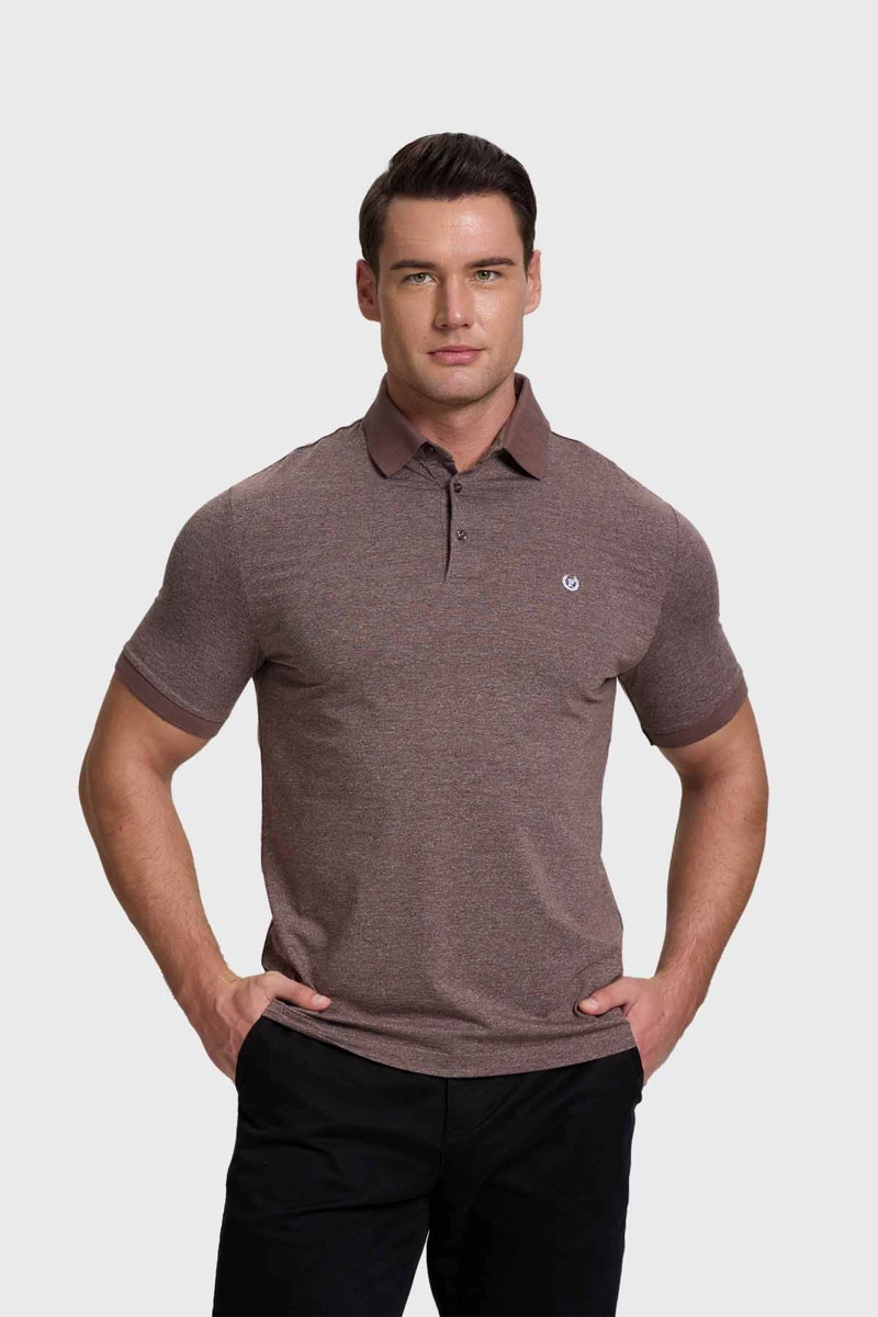 POLERA HOMBRE FASHION'S PARK BEIGE CUELLO CONTRASTE KAKI - 1