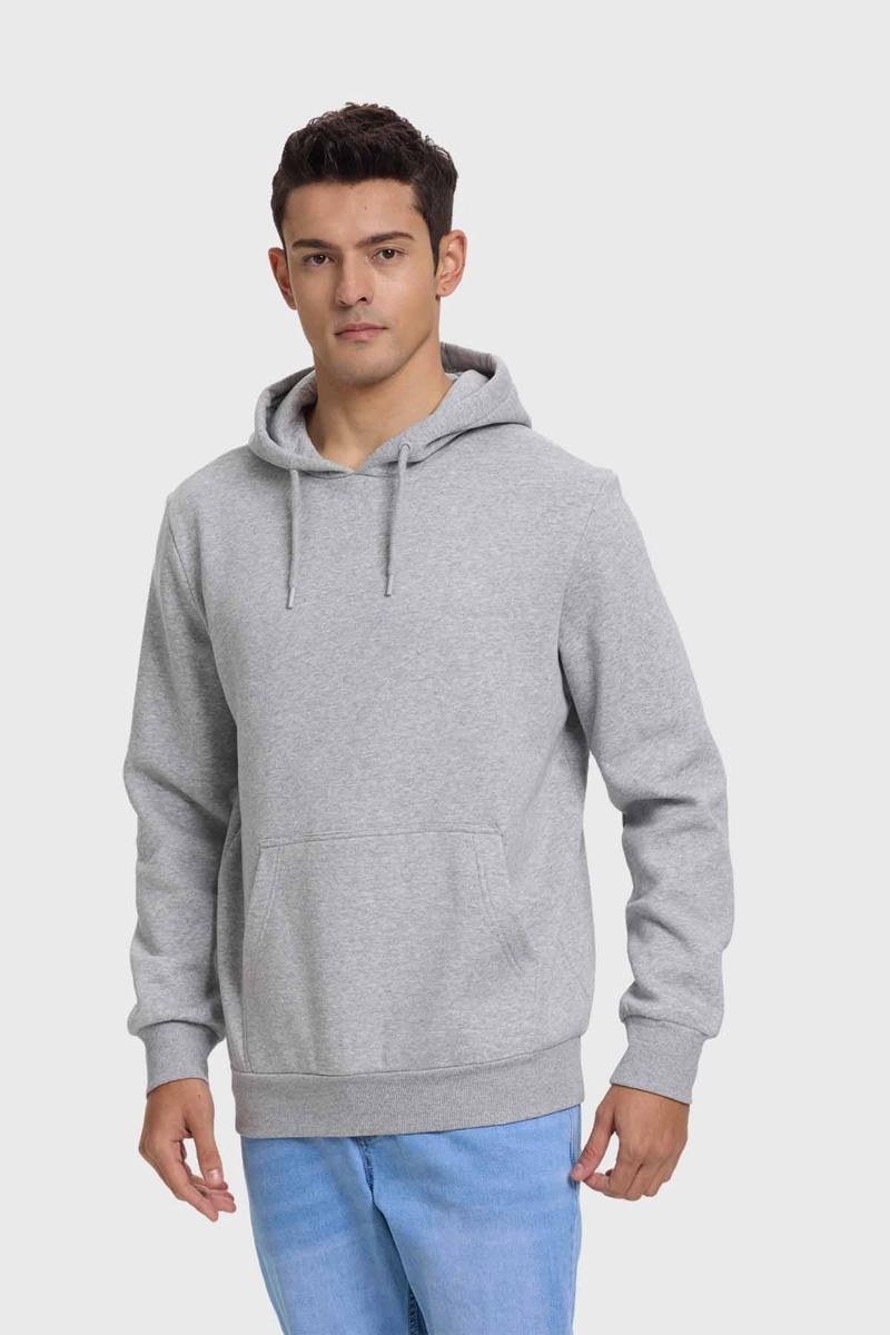 POLERÓN HOMBRE FASHION'S PARK GRIS MELANGE HOODIE BÁSICO - 1