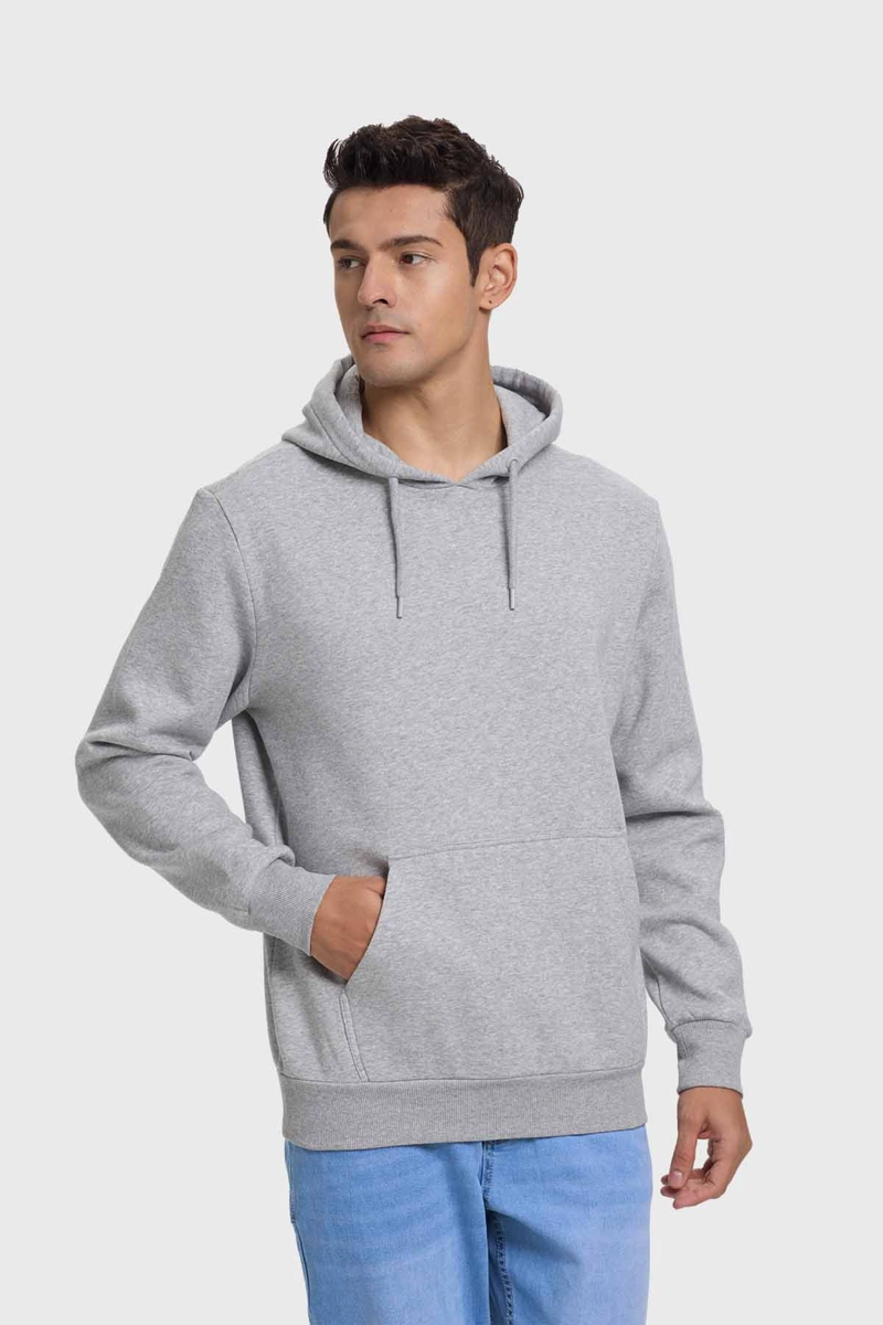 POLERÓN HOMBRE FASHION'S PARK GRIS MELANGE HOODIE BÁSICO - 2