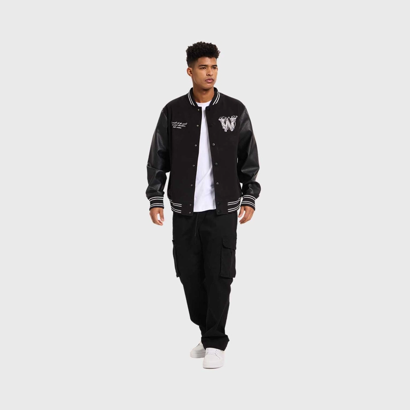 CHAQUETA HOMBRE VARSITY NEGRO II FSP FASHION'S PARK - 4