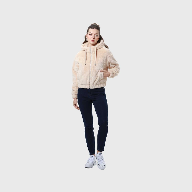 CHAQUETA MUJER POLAR BEIGE - 4