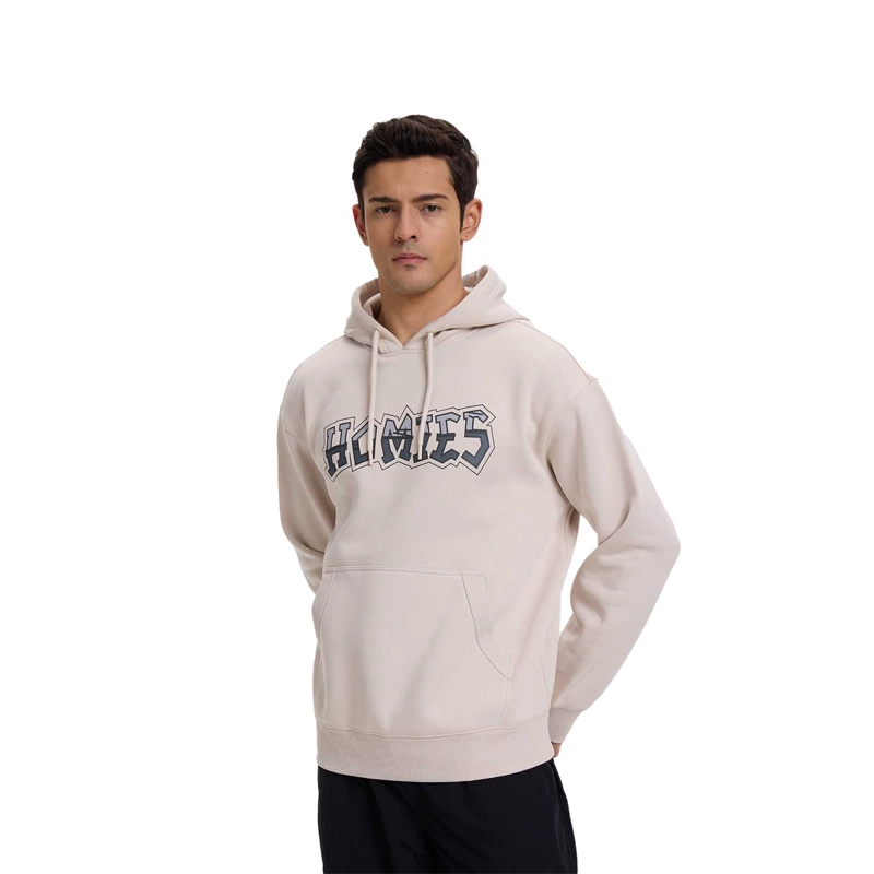 POLERÓN HOMBRE HOODIE PRINT BEIGE CLARO - 1