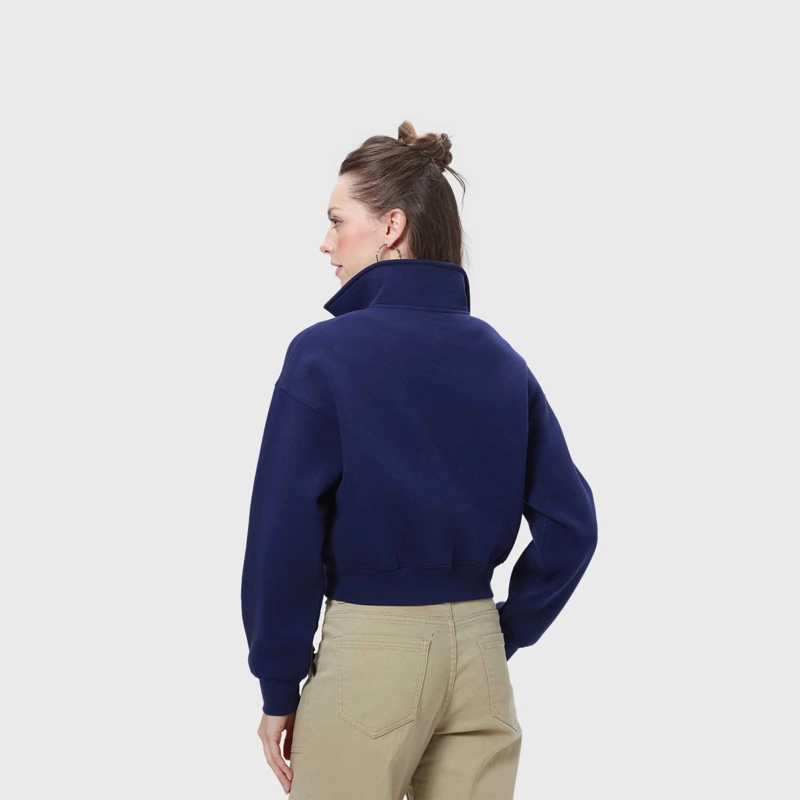 POLERÓN MUJER CROP AZUL MARINO - 3